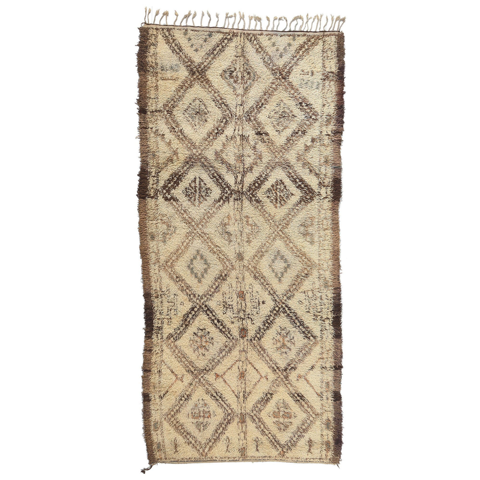 Vintage Beni MGuild Moroccan Rug, Cohesive Coziness Meets Subtle Shibui