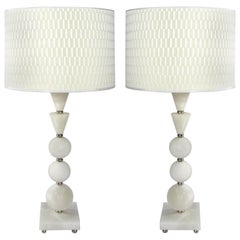 Laudarte Srl Leo Marai Alba Marble Table Lamp by Attilio Amato, pair available