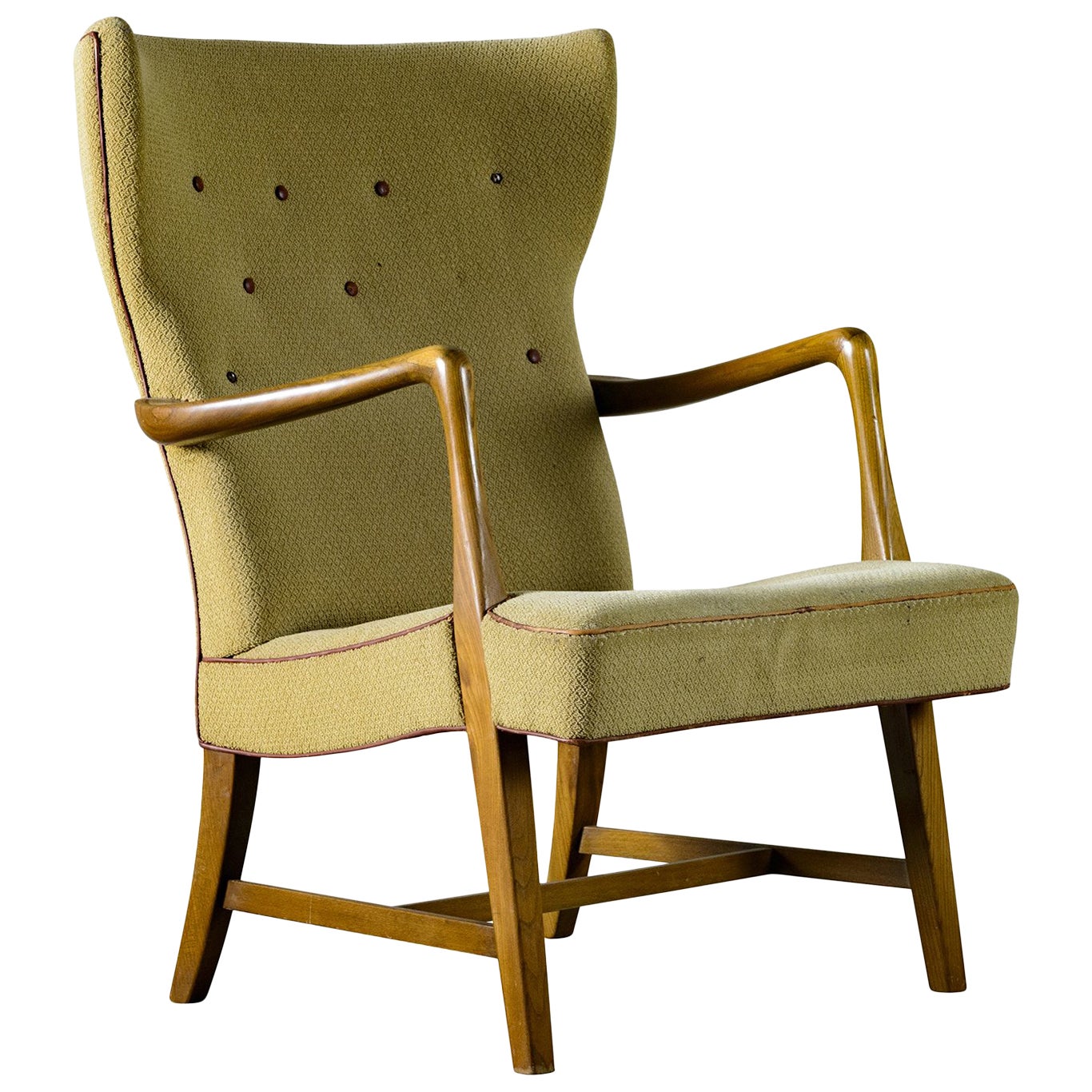 Pair of Danish Peter Hvidt Tall Lounge Chairs in Grey Flannel For Sale