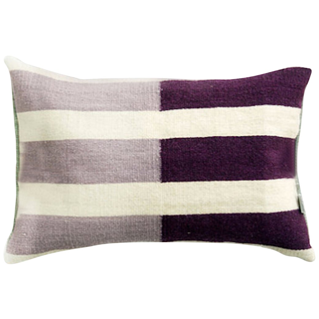 Handwoven Modern Organic Wool Throw Pillow in Ivory, in Stock For Sale at 1stDibs