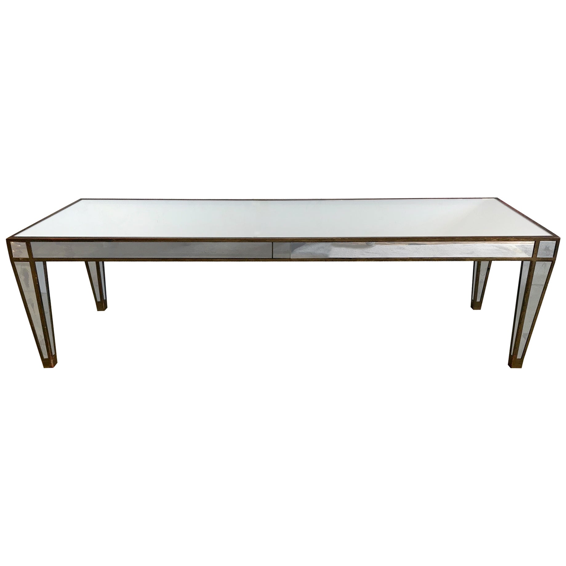 Sleek Glamorous Mirrored Rectangular Coffee Table For At 1stdibs