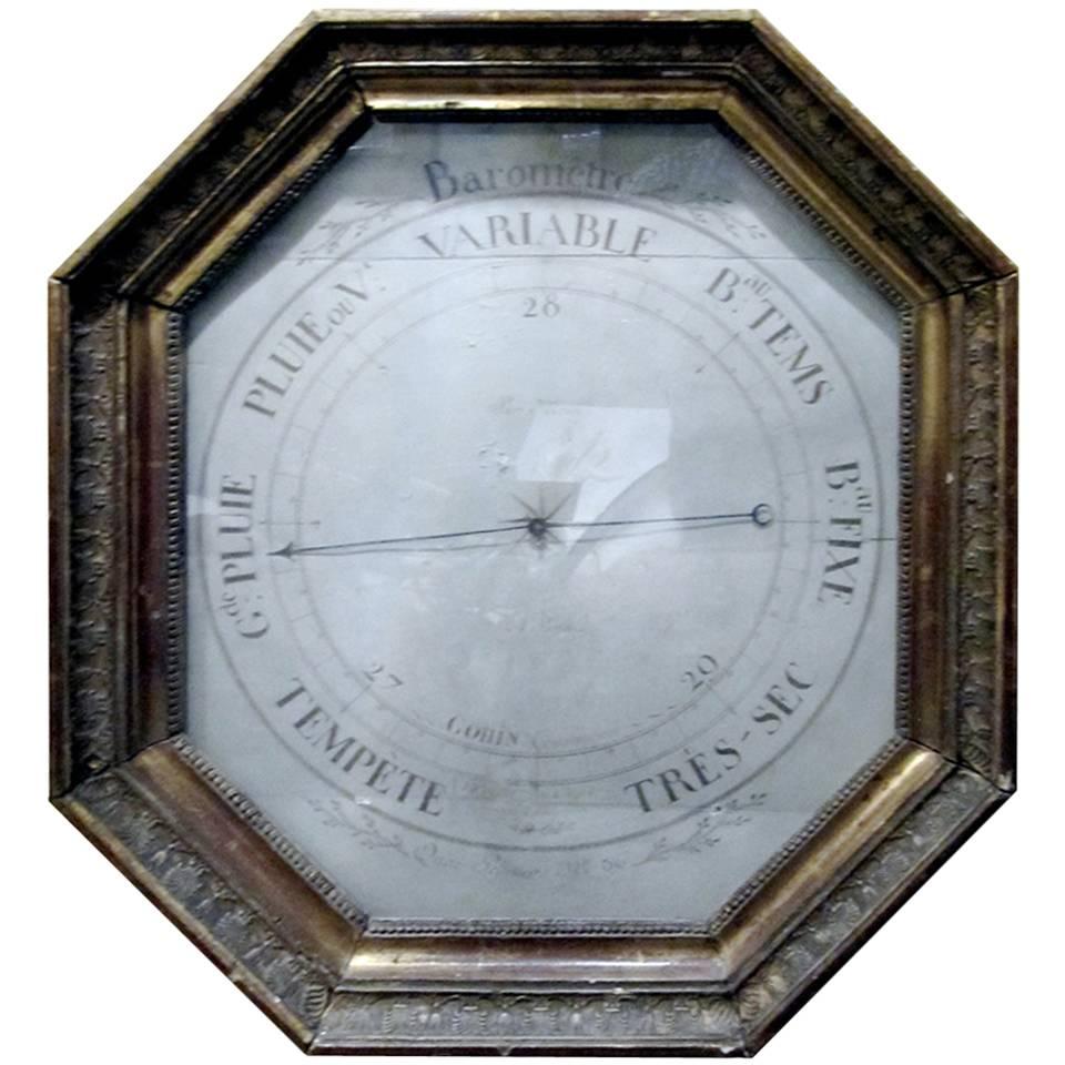 Baromètre français du 18ème siècle dans un cadre en bois doré