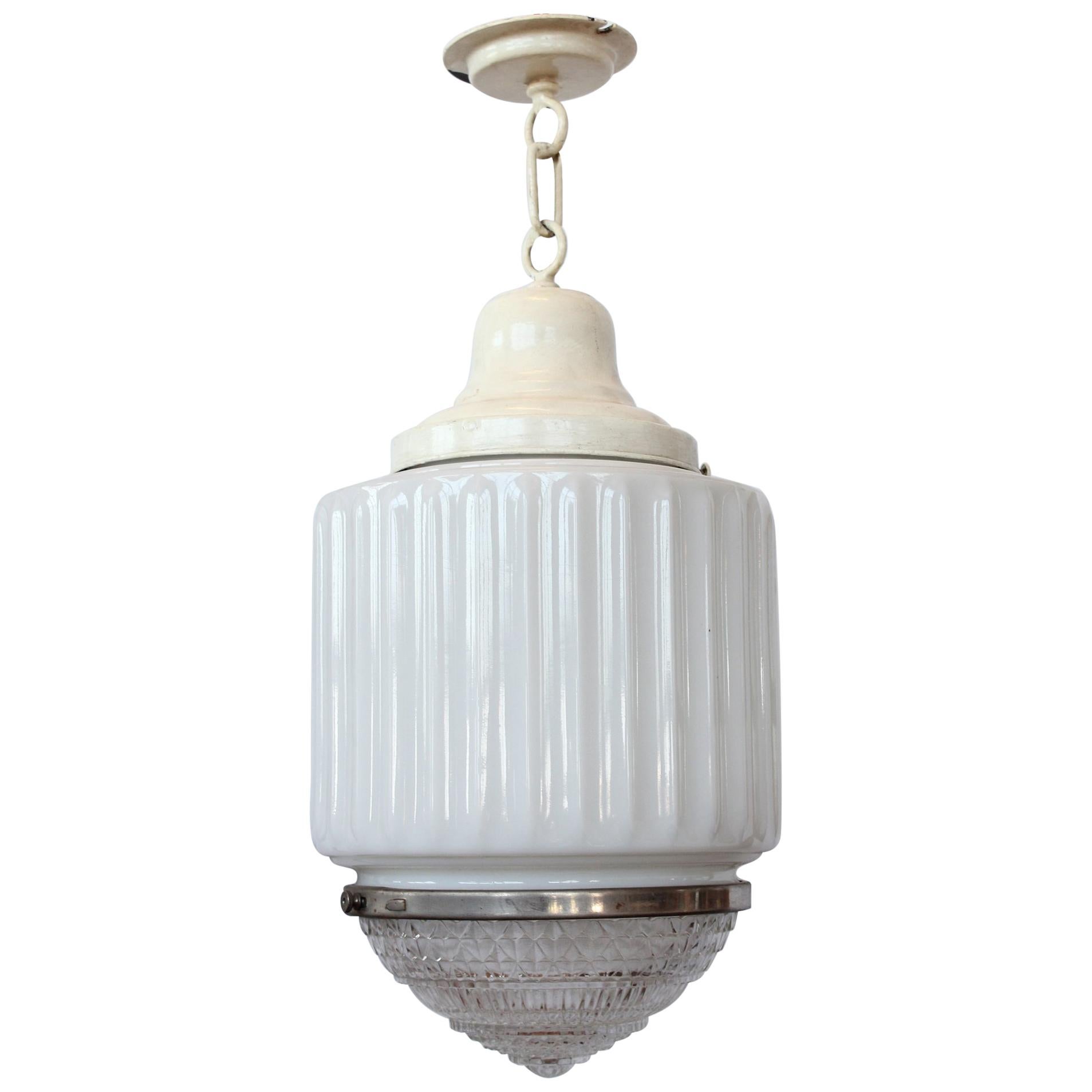 Classic Antique Ruffled Milk Glass Pendants For At 1stdibs