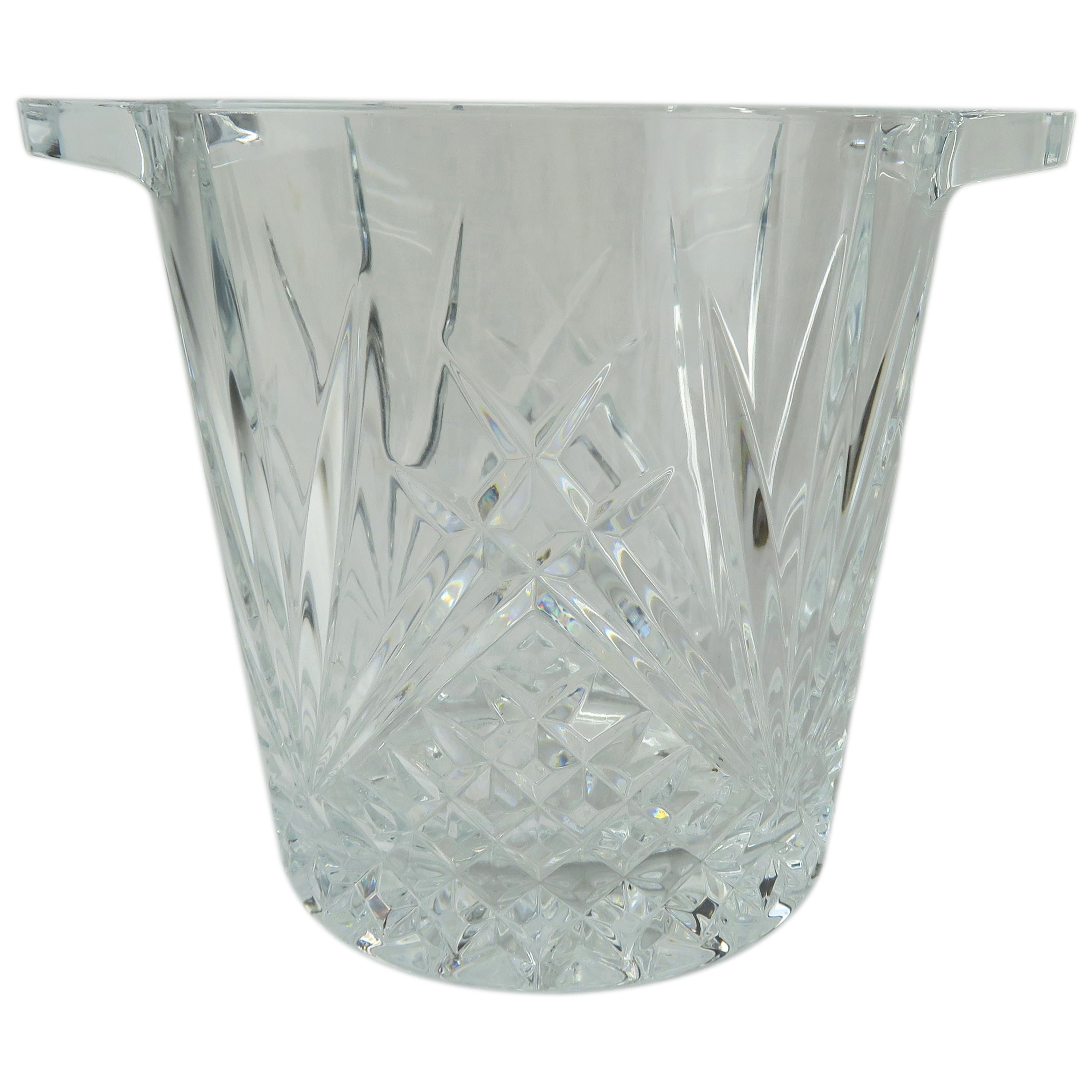 Art Deco Heavy Crystal Ice Bucket with Overall Design For Sale at 1stDibs