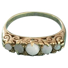 Asprey London 1889 5 Opal and 9 Carat Gold Ring Fully Hallmarked Stamped Signed