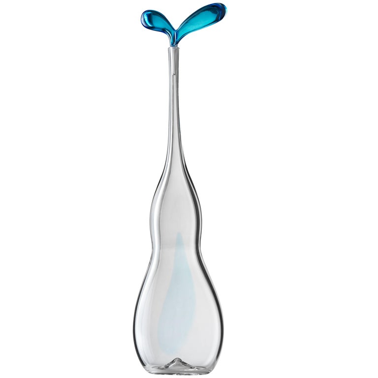 Salviati Large Zefiro Glass Vessel in Acquamarine by Luciano Gaspari For Sale