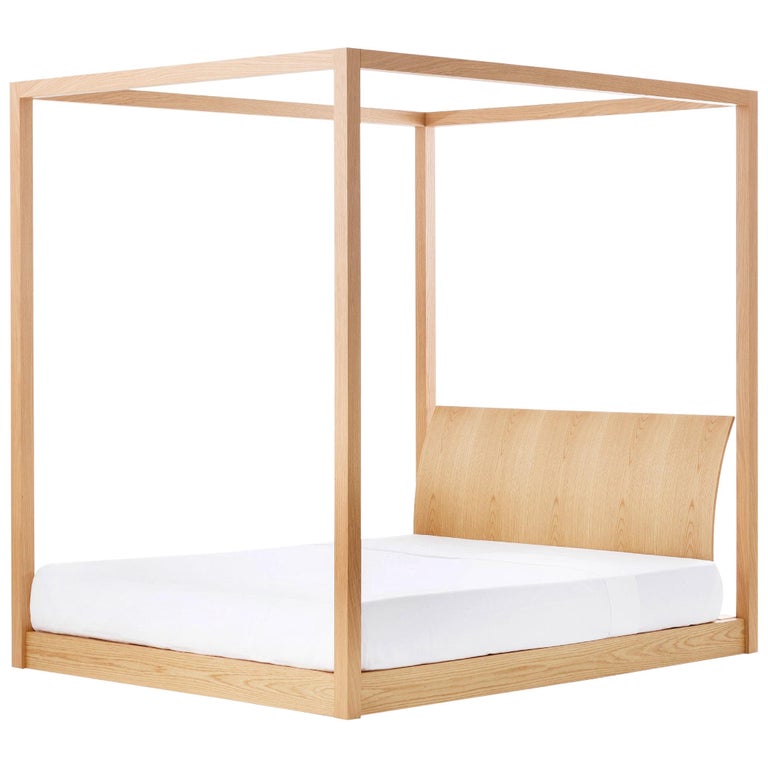Utah Canopy Bed Contemporary Low Four Poster King Size In Utah Canopy Bed Contemporary Low Four Poster King Size In Natural Oak