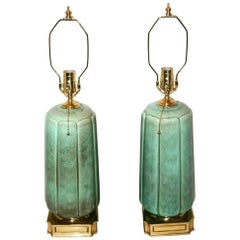 Pair of Celadon Porcelain Lamps