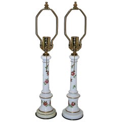 Pair of French Opaline Glass Table Lamps