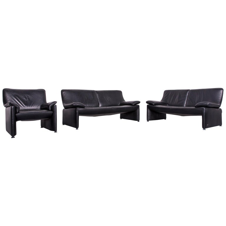 Laauser Flair Designer Leather Sofa Armchair Set Black At 1stdibs Laauser Flair Designer Leather Sofa Armchair Set Black For