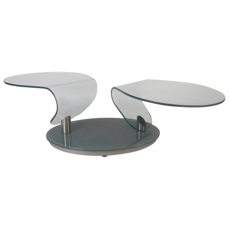 Mid Century Modern Free Form Swivel Glass Top Coffee Table For Mid Century Modern Free Form Swivel Glass Top Coffee Table For