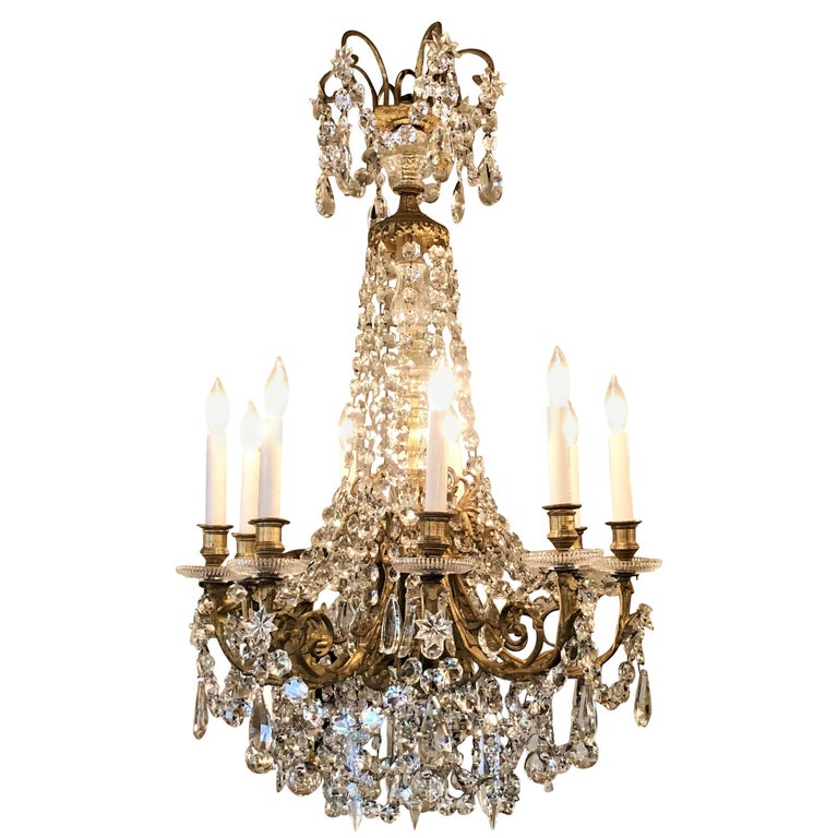 Antique French Bronze D'Ore And Baccarat Crystal Chandelier, Circa Antique French Bronze D'Ore and Baccarat Crystal Chandelier, circa 1880 For Sale - Antique French Bronze D'Ore And Baccarat Crystal Chandelier, Circa