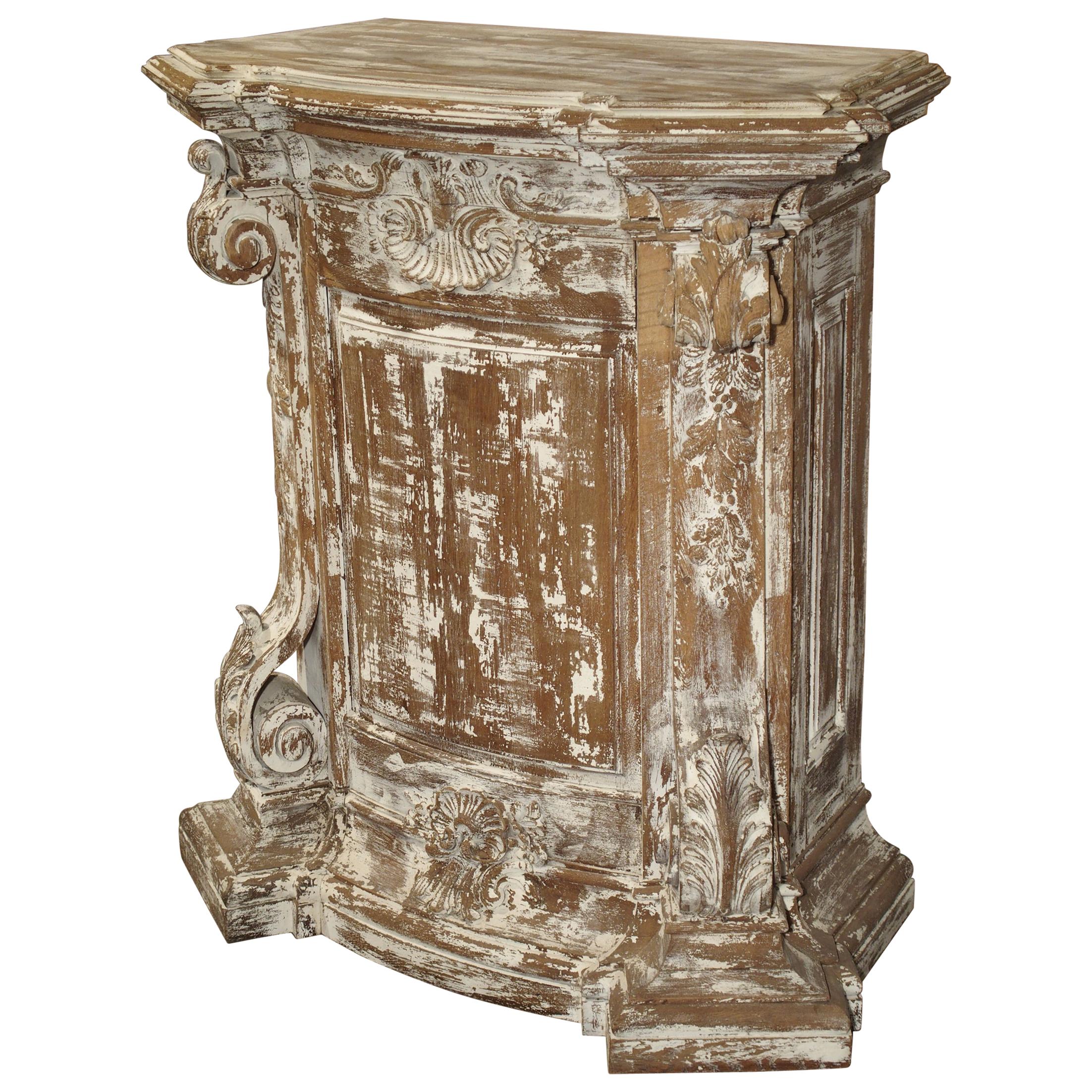 Antique Parcel Paint Louis XV Style Pedestal from Liege, Belgium, circa 1850