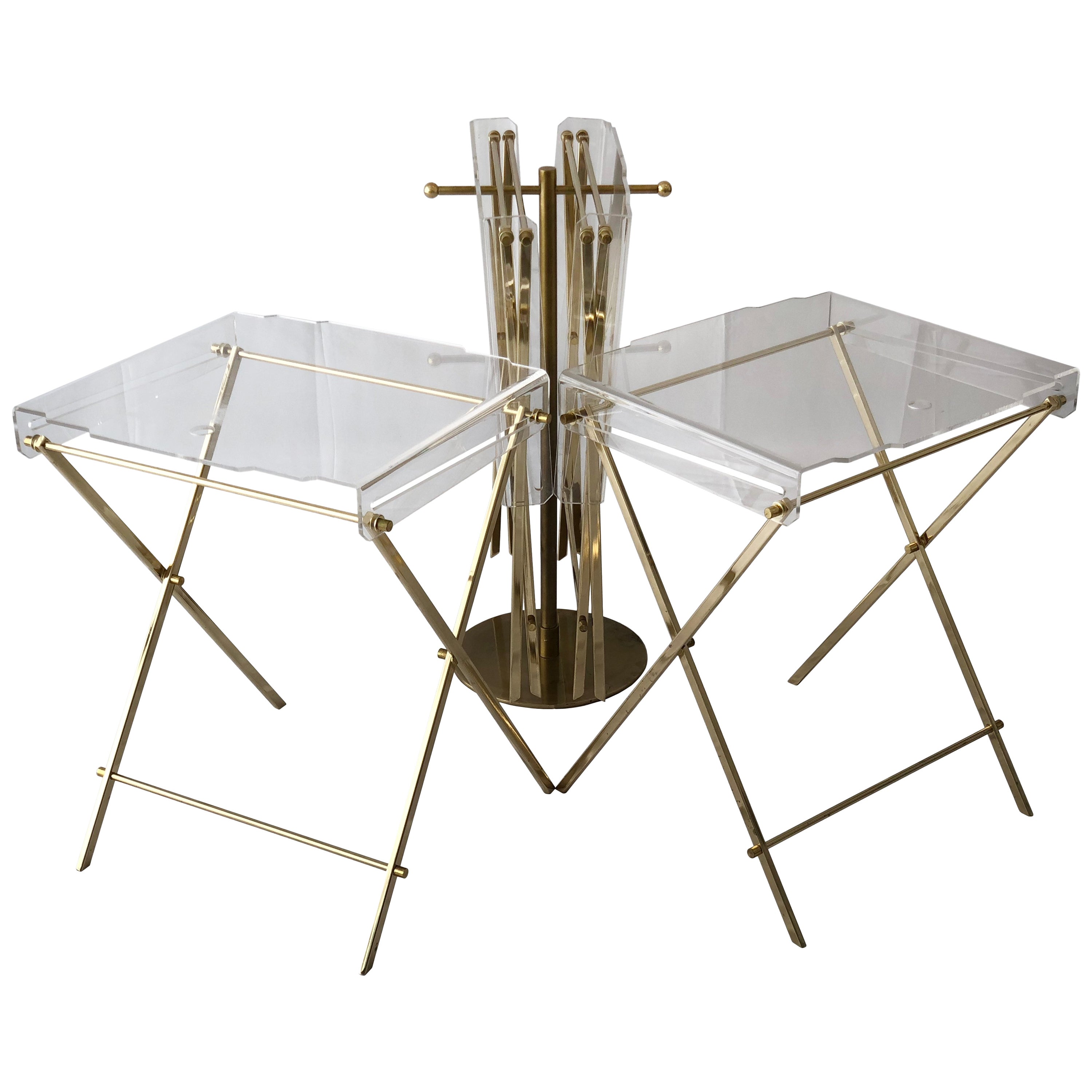 Lucite TV Trays and Stand Attributed to Charles Hollis Jones, 1950s at