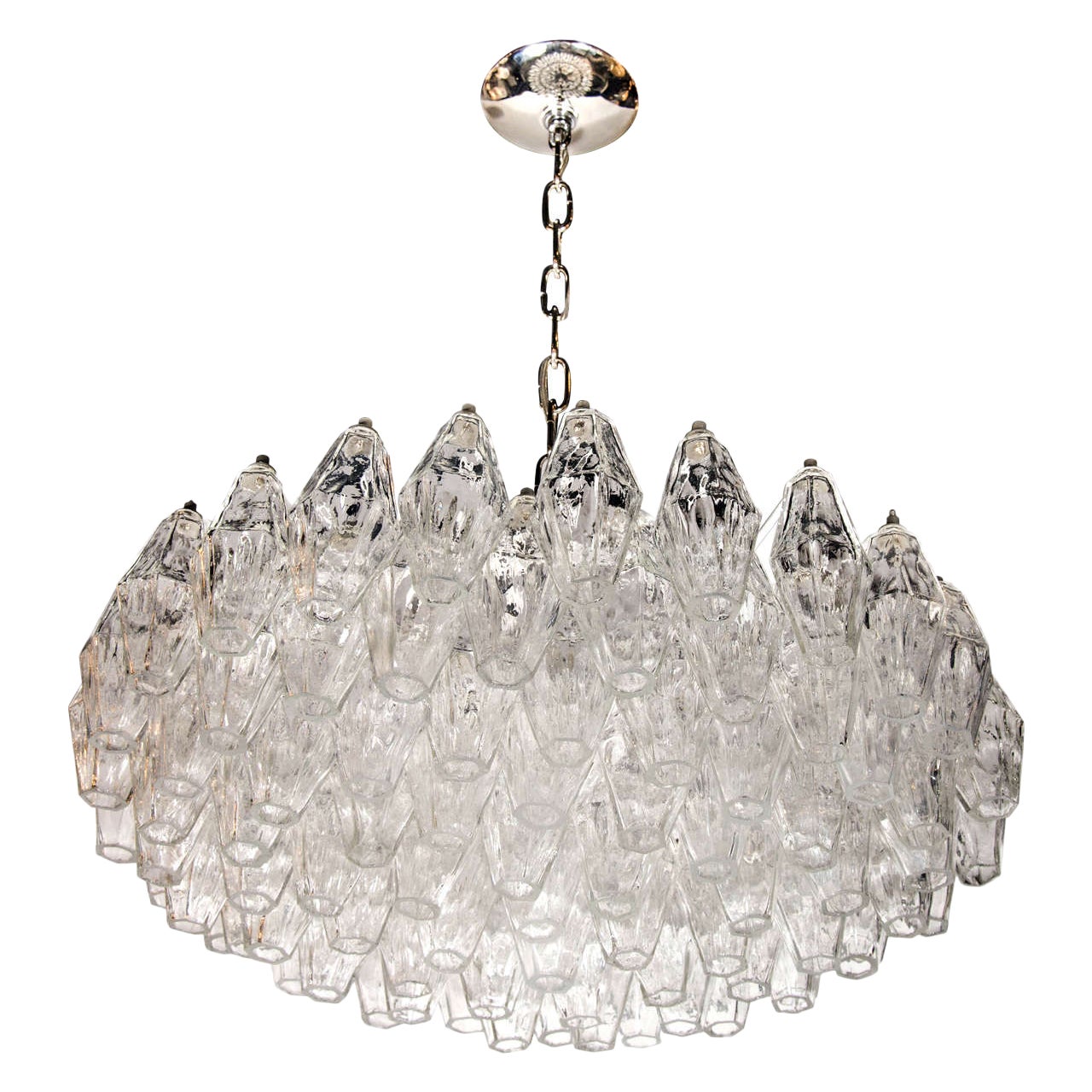 Modernist Handblown Translucent Murano Glass Polyhedral Chandelier For Sale