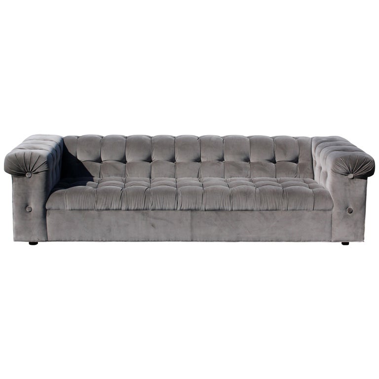 Mid Century Modern X Long Dunbar Tufted Grey Velvet Party Sofa Model Mid Century Modern X Long Dunbar Tufted Grey Velvet Party Sofa Model 7160