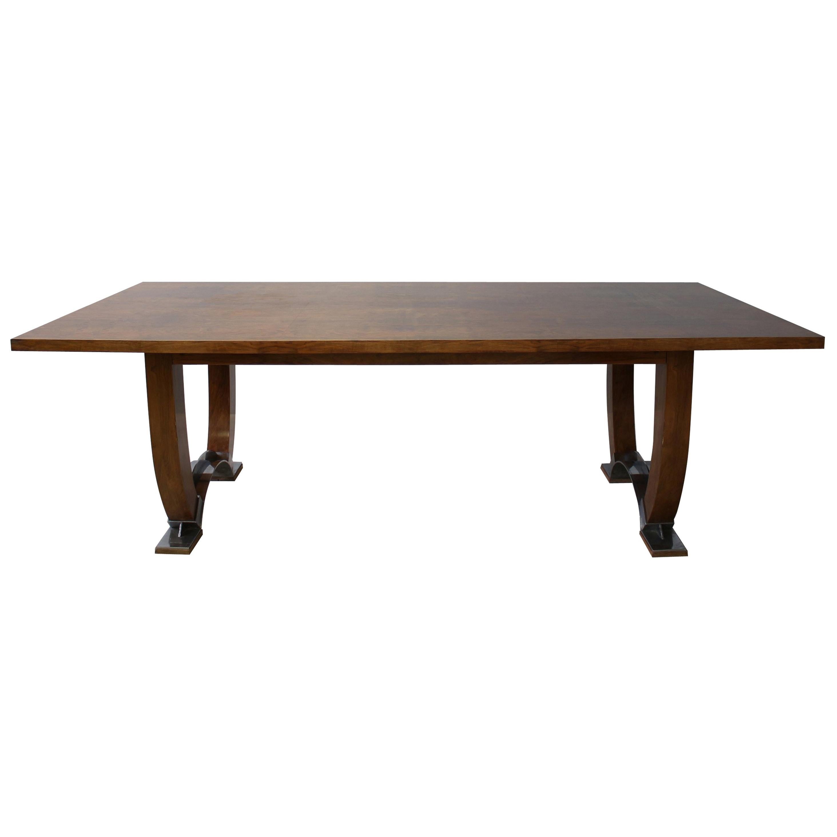 Large Fine French Art Deco Extendable Walnut Dining Table by Leleu - Documented