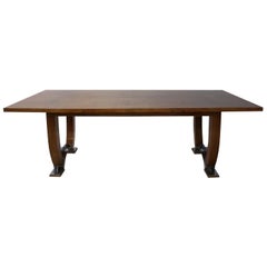 Large Fine French Art Deco Extendable Walnut Dining Table by Leleu - Documented