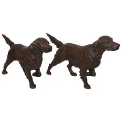 19th Century Dog Cast Iron Door Stops / Pair