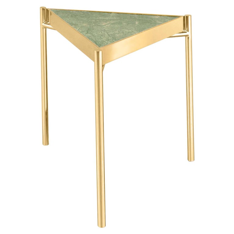 Triangular Bent Chrome Ribbon Base Smoked Glass Top Side End Table For ...