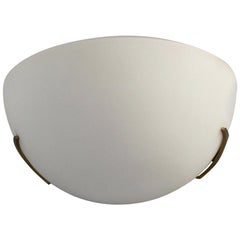 Fine French Art Deco White Opaline and Bronze Sconce by Perzel