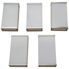 5 Fine 1950s Small Rectangular Flush Mounts or Sconces by Jean Perzel