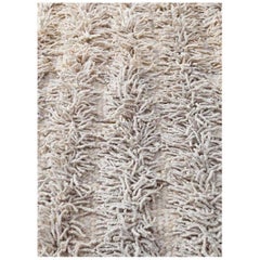 Handwoven Natural Wool Rug, Organic Modern Tailored Shag Style, in Stock