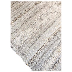 Handwoven Natural Wool Rug, Organic Modern Textured Style, in Stock