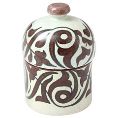 Antique Pottery from Morocco, Cream & Burgundy Color, Handcrafted, Contemporary Ceramic
