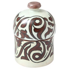 Cerámica de Marruecos, color crema y burdeos, hecha a mano, cerámica contemporánea