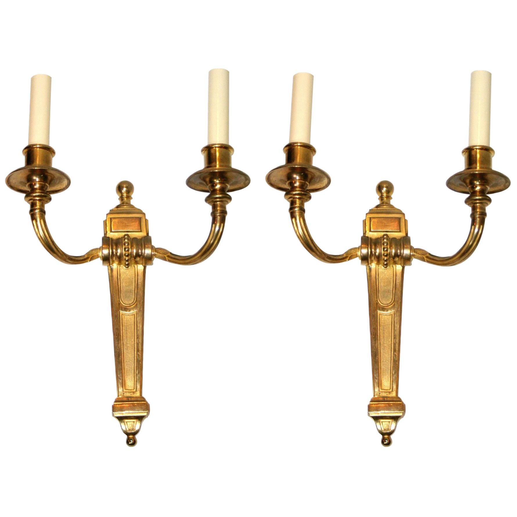 Set of Four Neoclassic Gilt Metal Sconces, Sold in Pairs For Sale