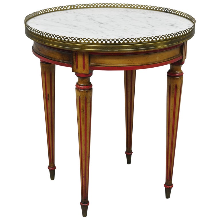 Sm Round Marble Top French Louis Xvi Directoire Style Italian Accent Sm Round Marble Top French Louis Xvi Directoire Style Italian Accent Side Table For