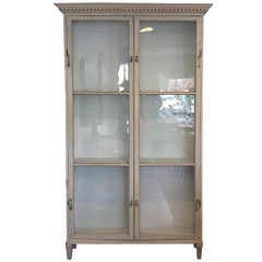 Gustavian Style Cabinet with Antique Glass Doors
