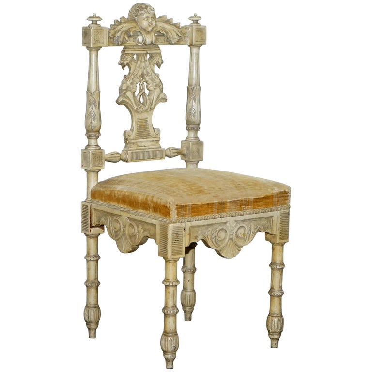 Stunning Antique French Louis Carved Occasional Chair With Cherub Stunning Antique French Louis Carved Occasional Chair with Cherub Detailing For Sale - Stunning Antique French Louis Carved Occasional Chair With Cherub