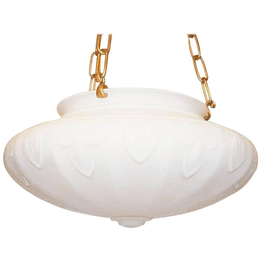 White Opaline Glass Light Fixture For Sale