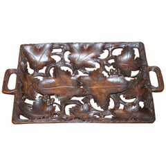 Antique Black Forrest Hand-Carved Fruit Serving Tray Lovely Decorative Piece