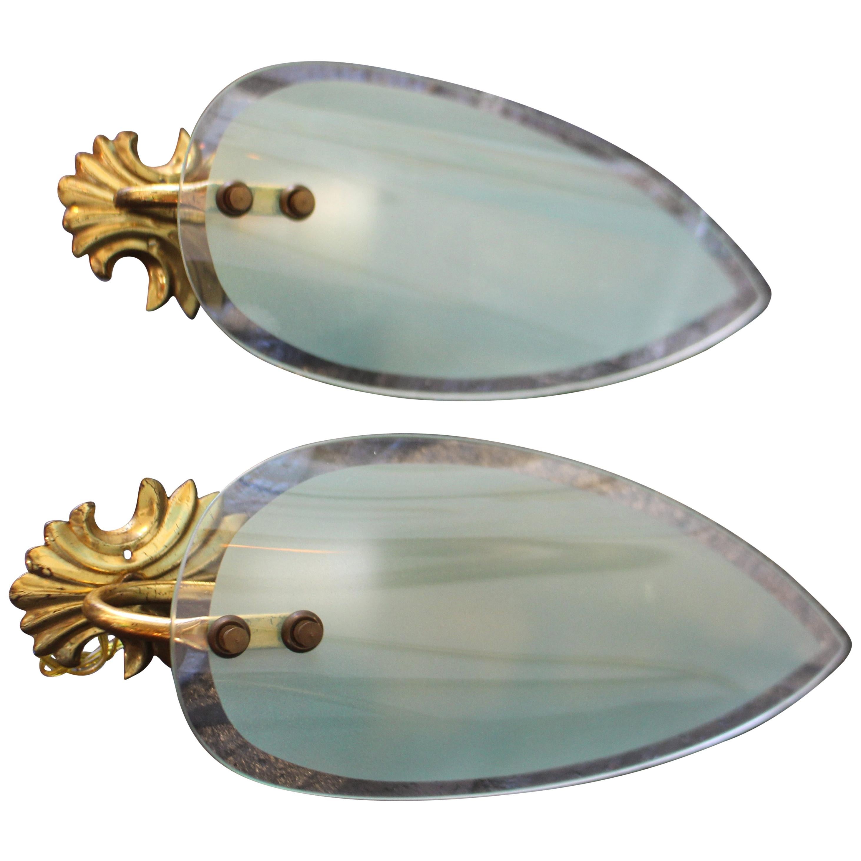  Italian Pair of Wall lights after Max Ingrand For Sale