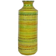 Aldo Londi Bitossi for Rosenthal Netter Incised Glazed Spring Green Ceramic Vase