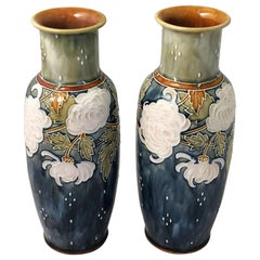 Antique Pair of Arts & Crafts Period Vases by Royal Doulton, Priced as a Pair