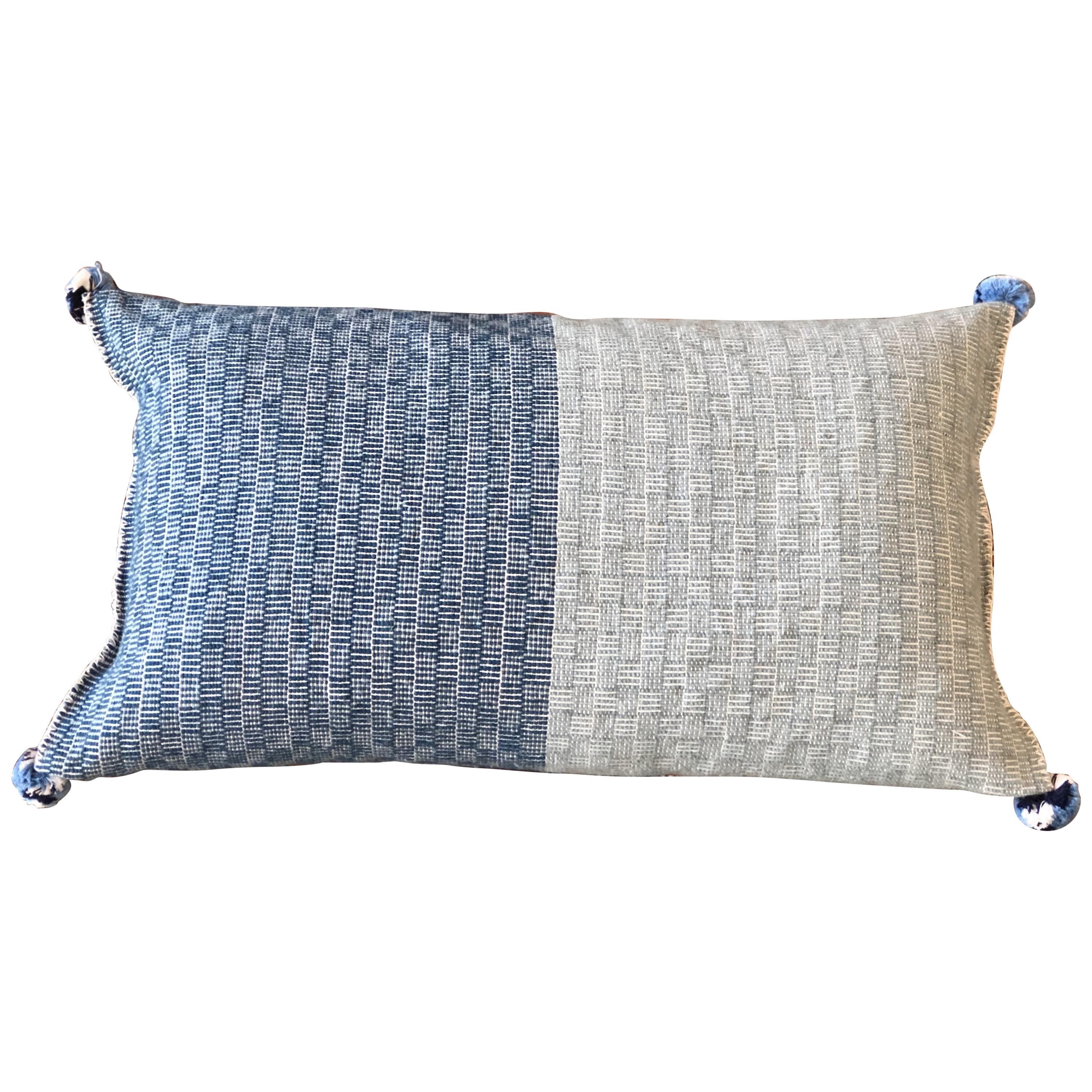 Handgewebte Wolle Throw Small Pillow Made with Natural Indigo:: auf Lager