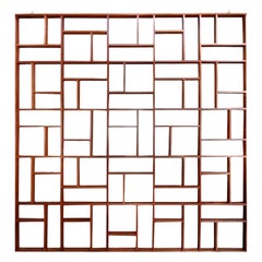 Séparation de pièce en bois géométrique personnalisée de style mi-siècle par Adesso Imports