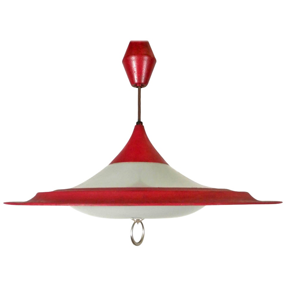 Funky Mid-Century Vintage UFO Saucer Pendant Light