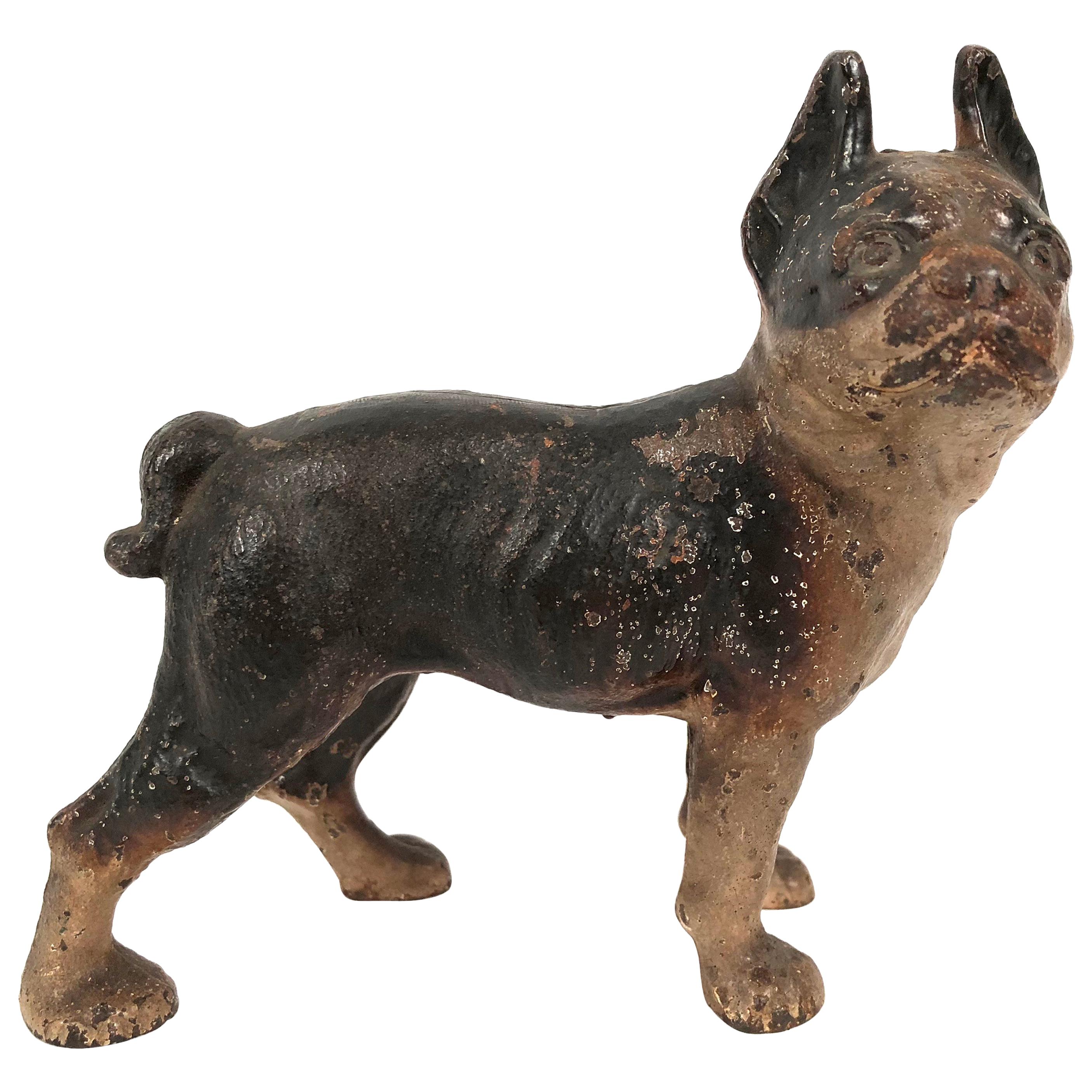 Small Boston Terrier Painted Cast Iron Coin Bank