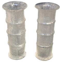 Pair of Vases by Timo Sarpaneva for Iittala in Bamboo Shape Glass