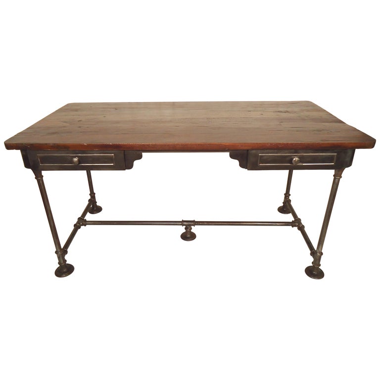 Large Industrial Metal Desk For Sale at 1stdibs