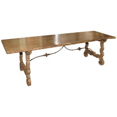 Antique Stripped Single Plank Chestnut Table from Spain