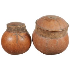 Vintage African Gourd Aufbewahrungsgefäße