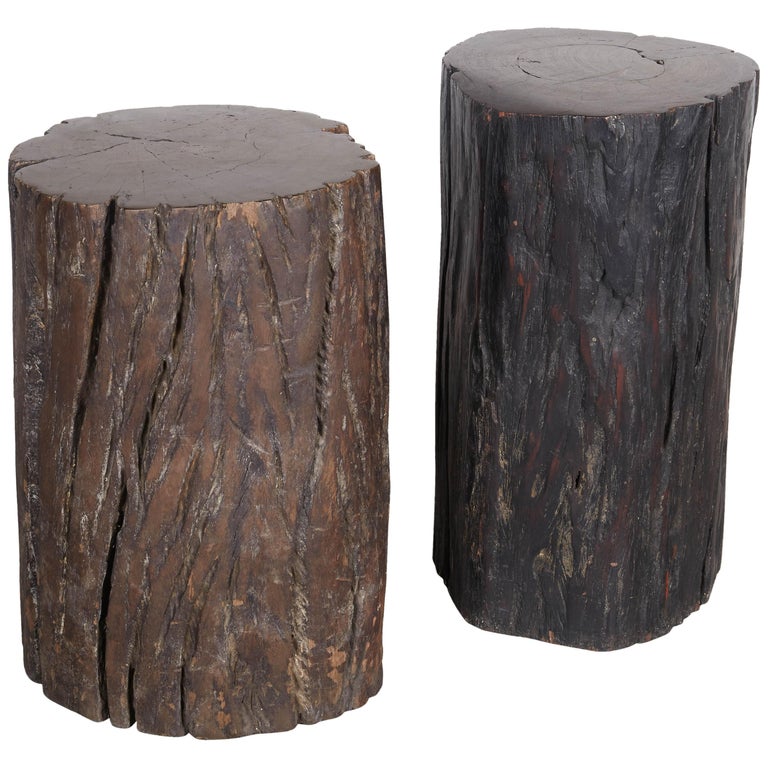 Primitive Heavy Tree Stump Stools Side Tables For Sale At 1stdibs