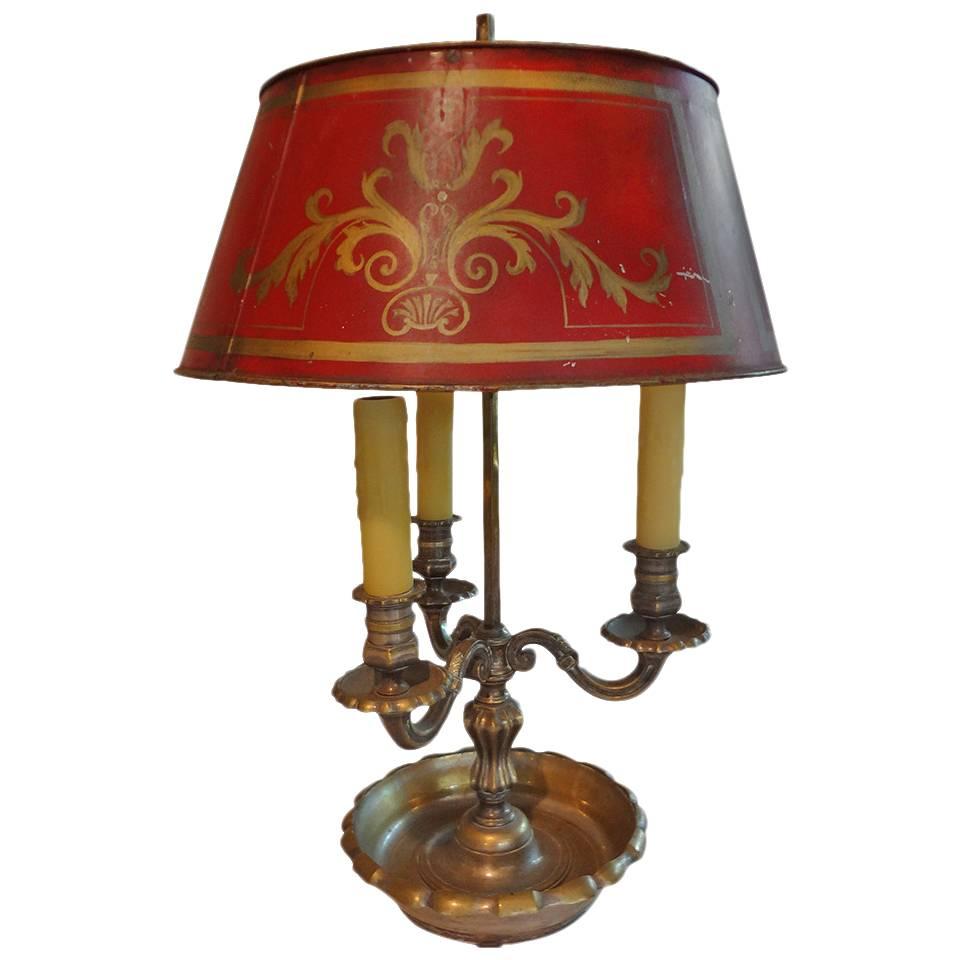 19th Century French Bronze and Tole Bouillotte Lamp