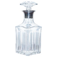 Rare Baccarat Crystal Asprey Sterling Silver Collar Harcourt Whisky Decanter